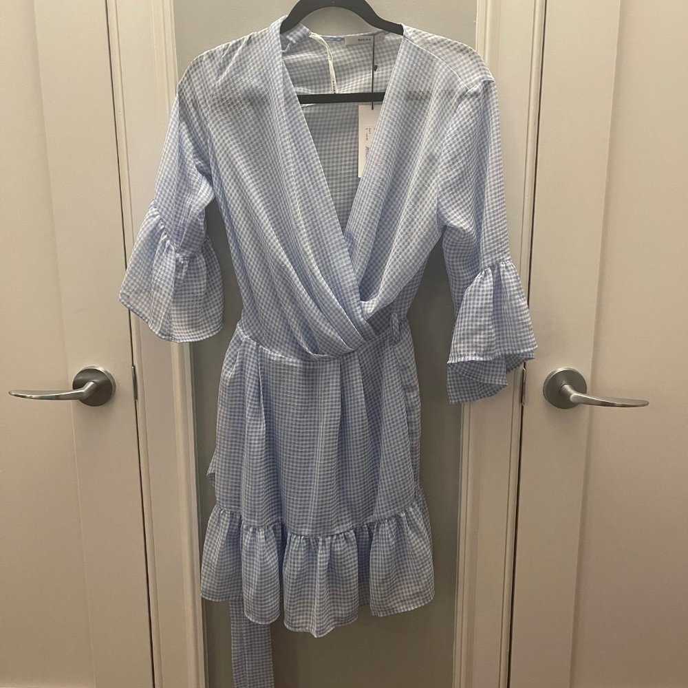 Gingham long-sleeve Wrap Dress